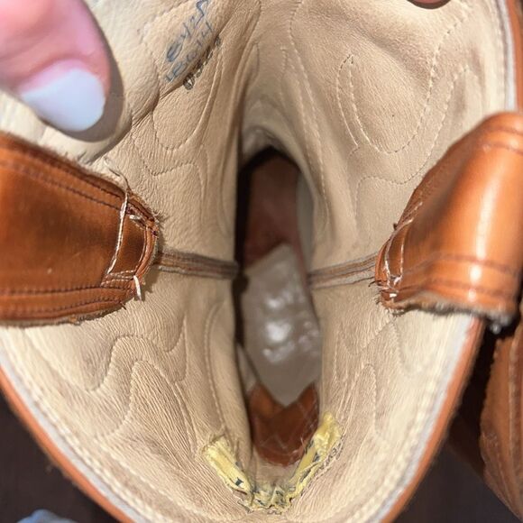 1977 Stewart Hand Made Leather Cowboy Boots Tan USA Men 8.5D Western Pointed Toe - Picture 9 of 11